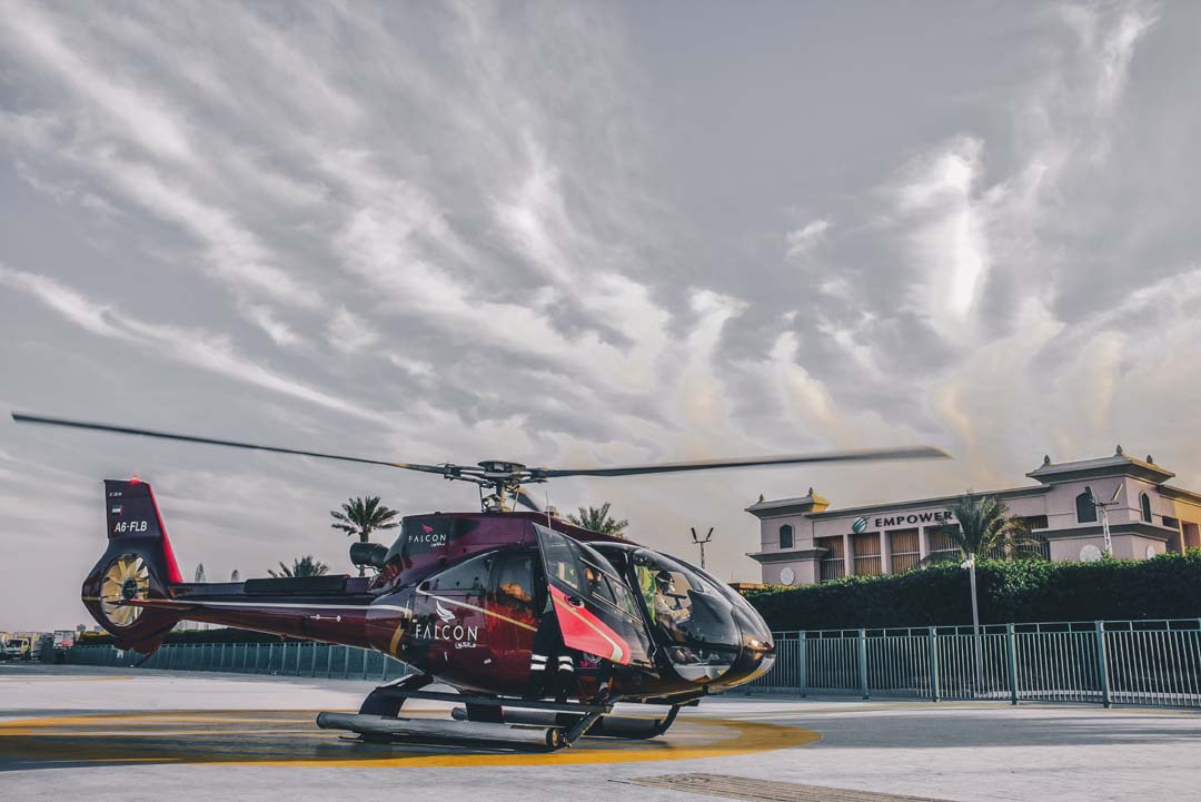 Falcon Aviation Eurocopter EC 130 on the helipad